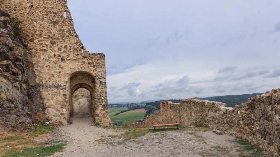 Landscape with the walls of Rupea Fortress