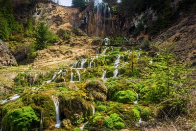 Streams of water at Pișoaia Waterfall