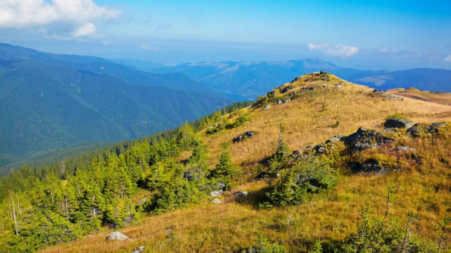 Blick auf Muntele Mic und Poiana Mărului